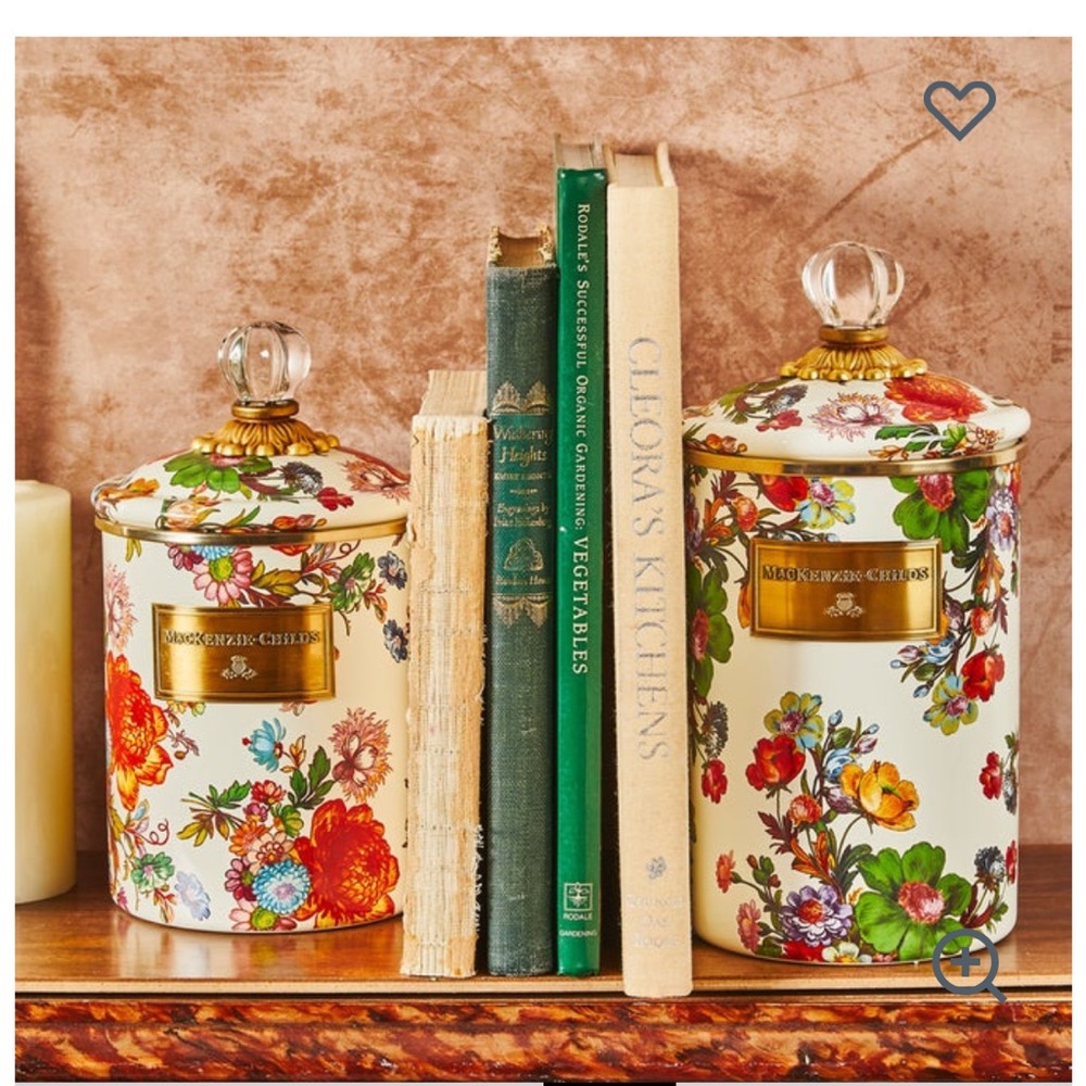 MacKenzie-Childs Floral Canister with Glass Knobs 9” x 5”